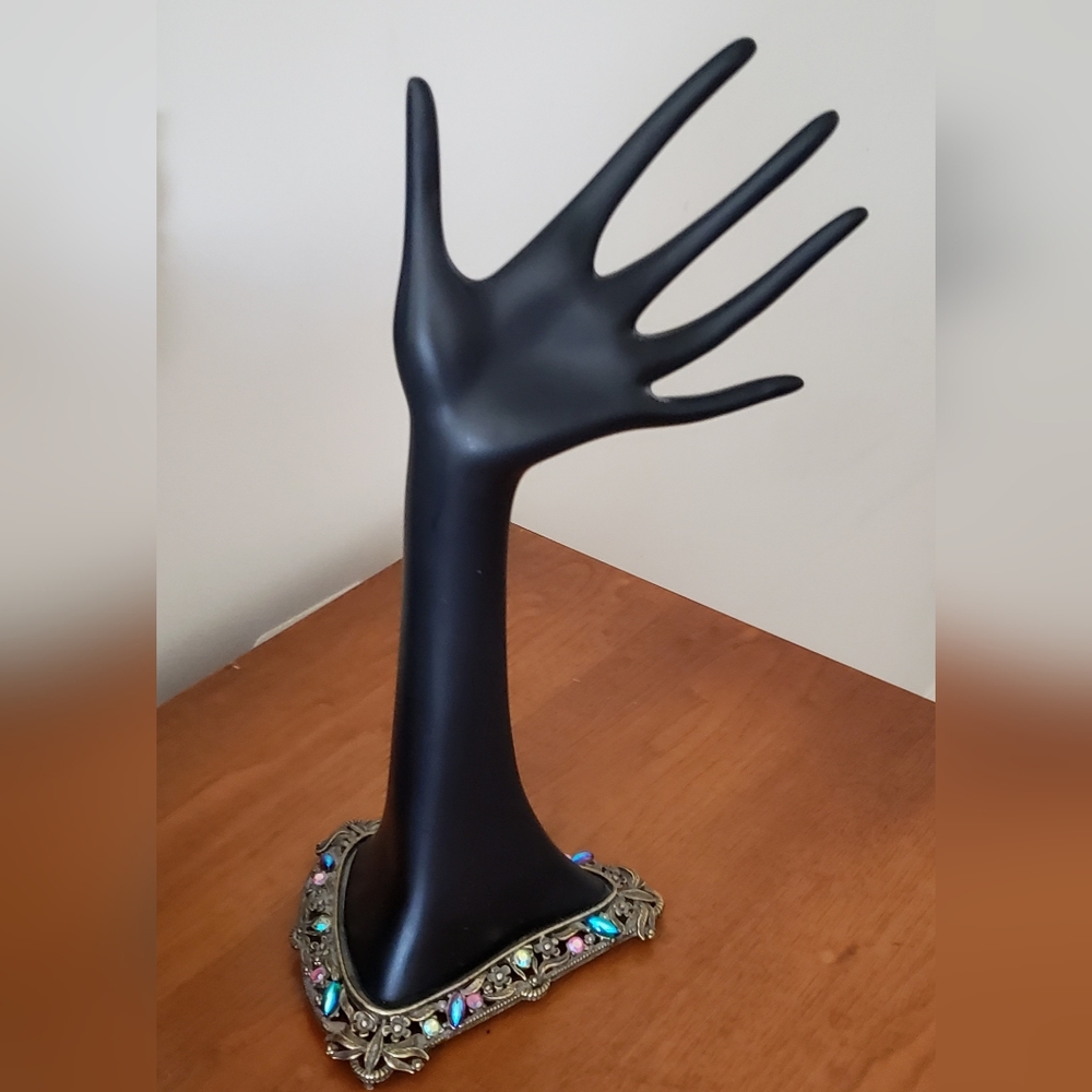 Vintage Sweet Romance USA black hand jewelry display